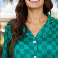 EVERGREEN CHECKER | NEW* WOMEN'S BUTTON UP LONG SLEEVE SET