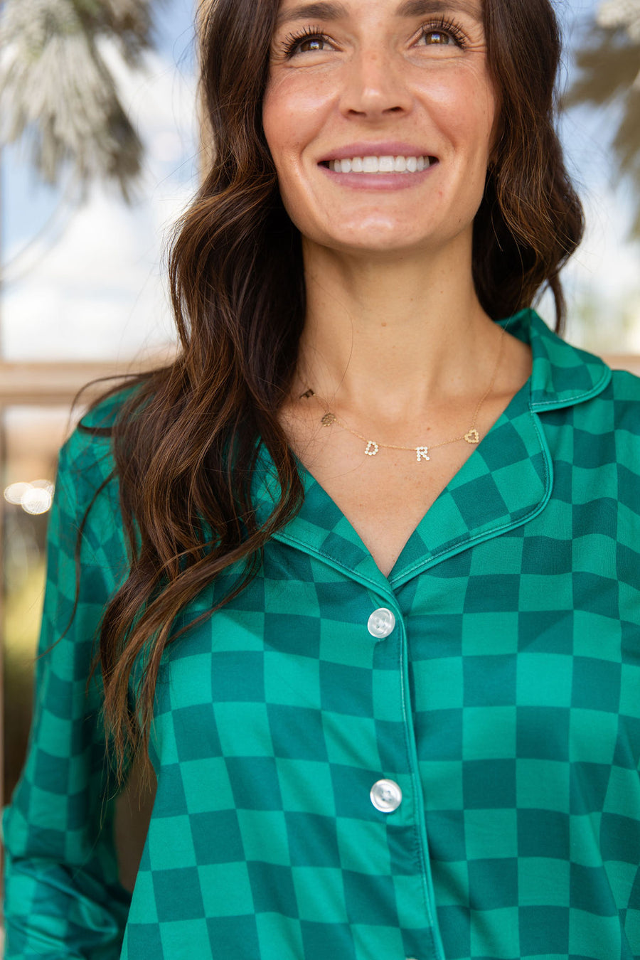 EVERGREEN CHECKER | NEW* WOMEN'S BUTTON UP LONG SLEEVE SET