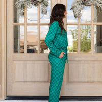 EVERGREEN CHECKER | NEW* WOMEN'S BUTTON UP LONG SLEEVE SET