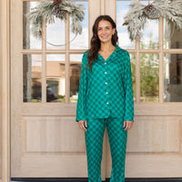 EVERGREEN CHECKER | NEW* WOMEN'S BUTTON UP LONG SLEEVE SET