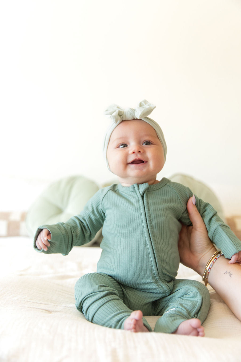 RIBBED SOLID SAGE | ZIPPER ONE PIECE