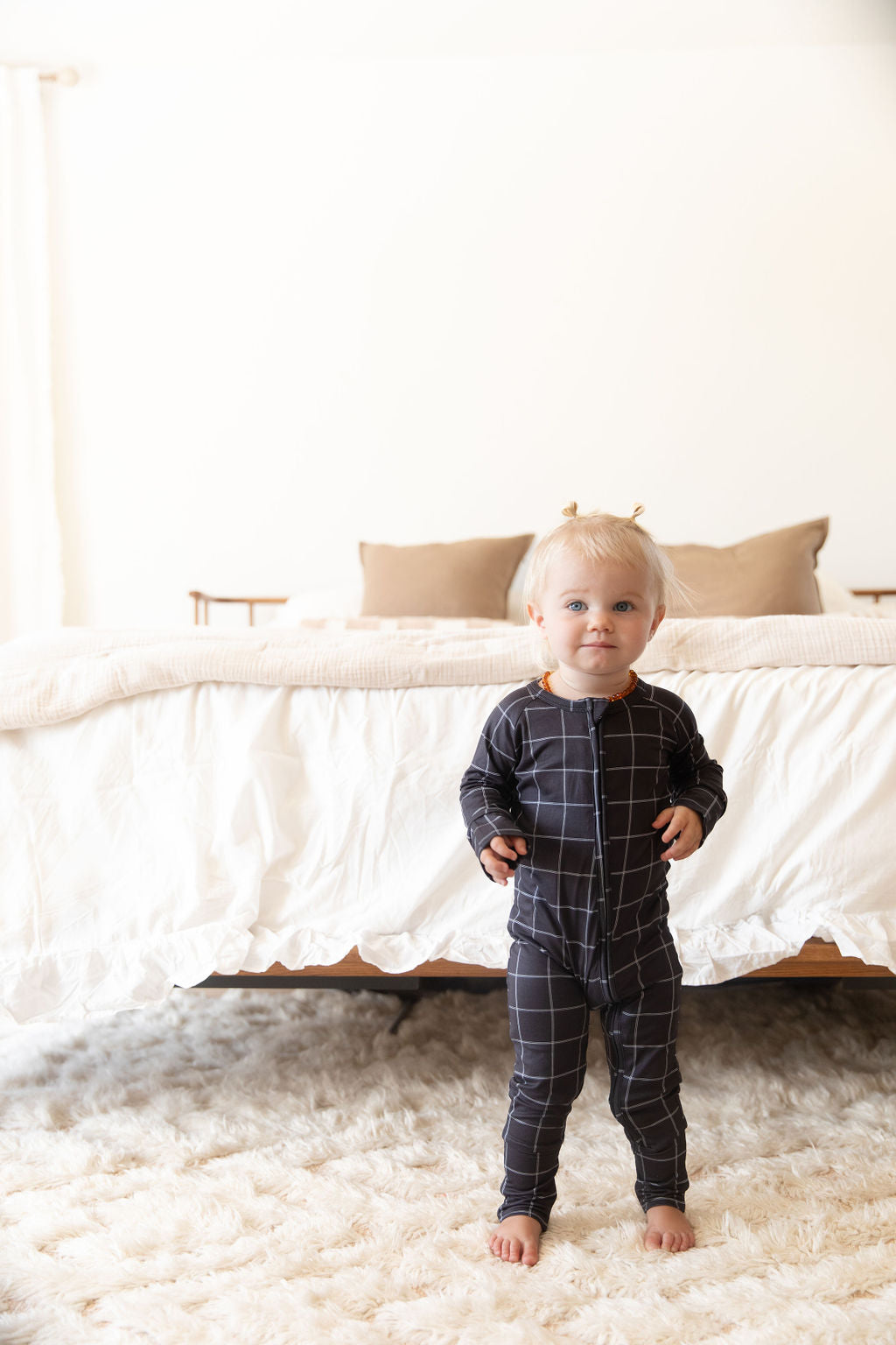 BLACK + WHITE GRID | ZIPPER ONE PIECE