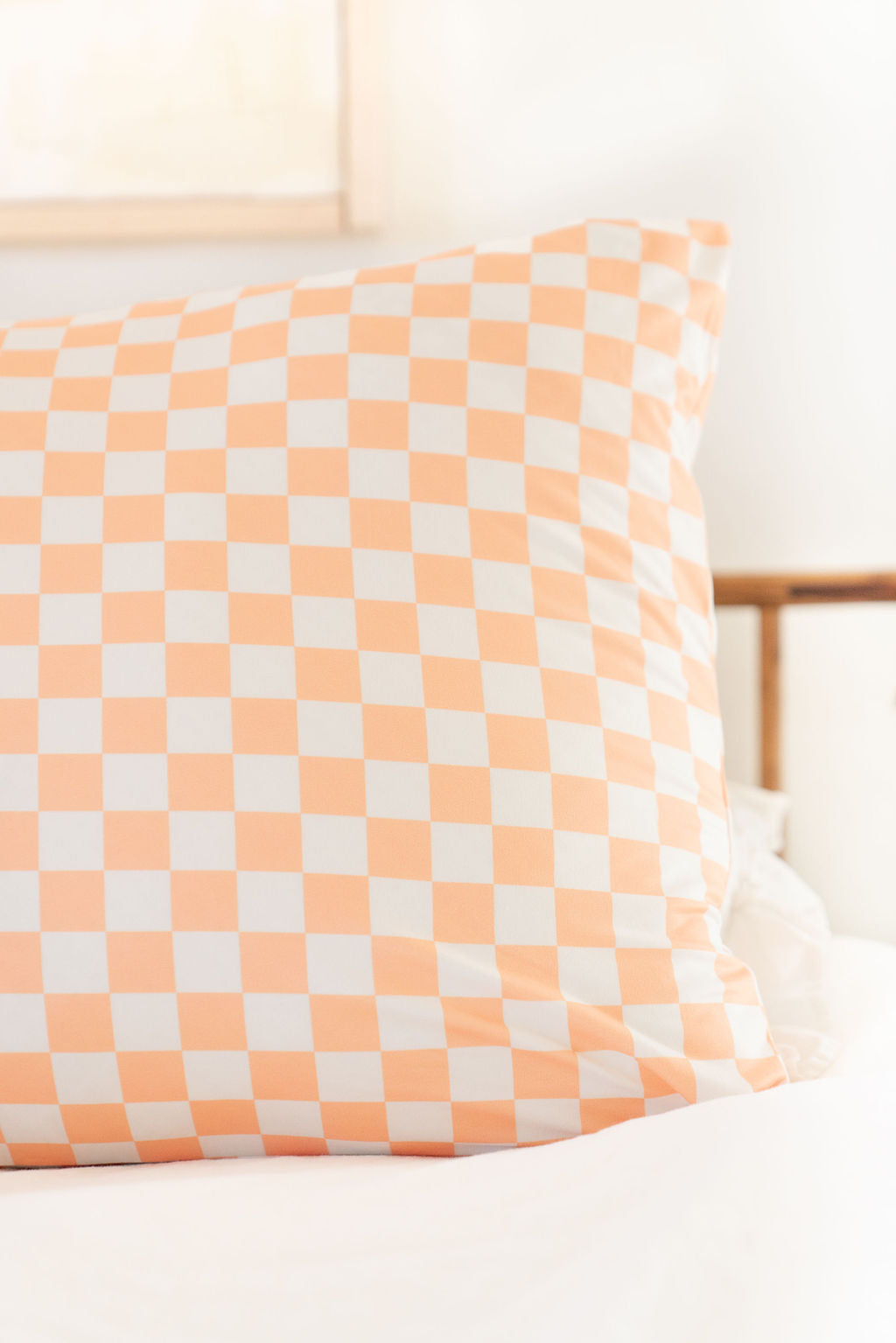 BRIGHT ORANGE + WHITE CHECKER | PILLOW CASE