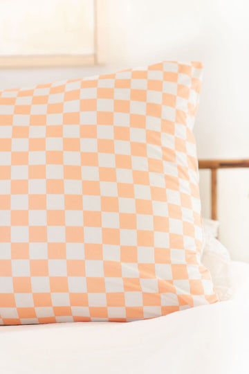 BRIGHT ORANGE + WHITE CHECKER | PILLOW CASE