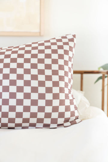 BROWN + WHITE CHECKER | PILLOW CASE