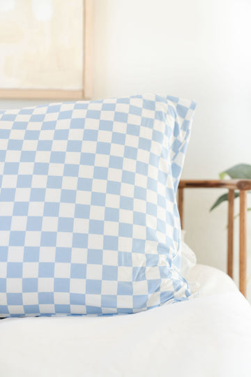 LIGHT BLUE + WHITE CHECKER | PILLOW CASE