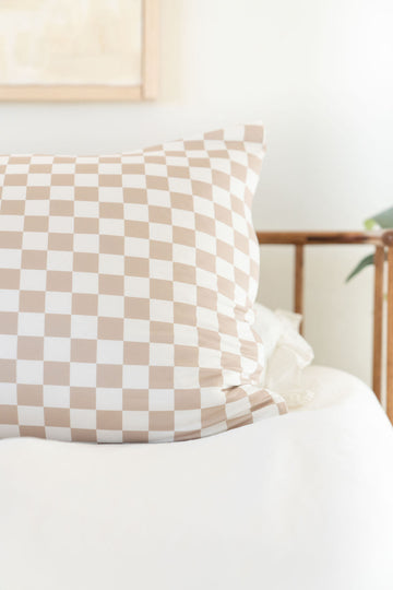 TAN + WHITE CHECKER | PILLOW CASE