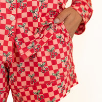 CHERRY CHECKER | NEW* WOMEN'S LONG SLEEVE SHORTS SET