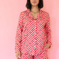 CHERRY CHECKER | NEW* WOMEN'S LONG SLEEVE SHORTS SET