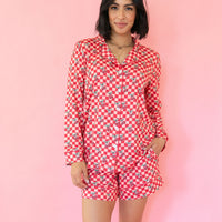 CHERRY CHECKER | NEW* WOMEN'S LONG SLEEVE SHORTS SET