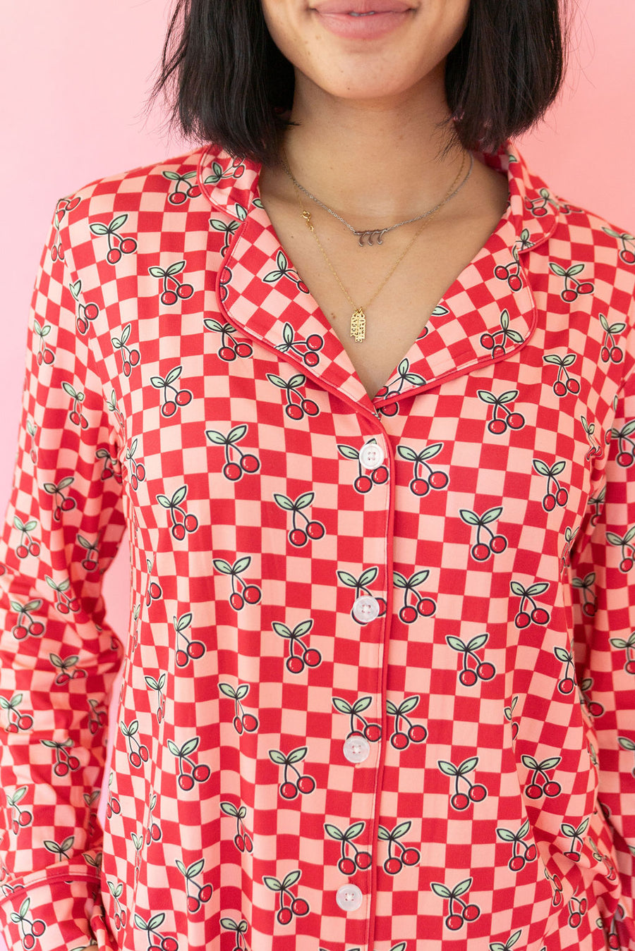 CHERRY CHECKER | NEW* WOMEN'S LONG SLEEVE SHORTS SET