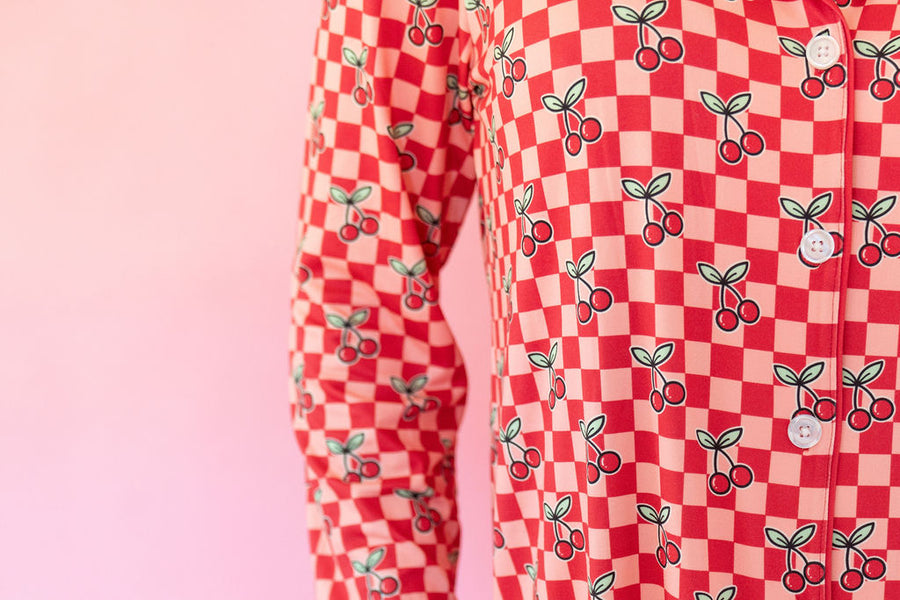 CHERRY CHECKER | NEW* WOMEN'S LONG SLEEVE SHORTS SET