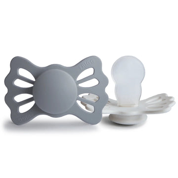 FRIGG LUCKY SYMMETRICAL SILICONE BABY PACIFIER | GREAT GRAY/SILVER GRAY | 2-PACK