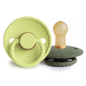 FRIGG ROPE NATURAL RUBBER PACIFIER | GREEN TEA/OLIVE | 2 PACK
