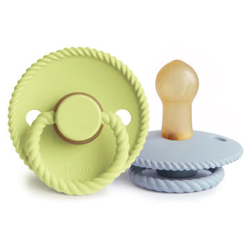 FRIGG ROPE NATURAL RUBBER PACIFIER | GREEN TEA/POWDER BLUE | 2 PACK