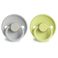 FRIGG ROPE NATURAL RUBBER PACIFIER | SILVER GRAY/GREEN TEA | 2 PACK